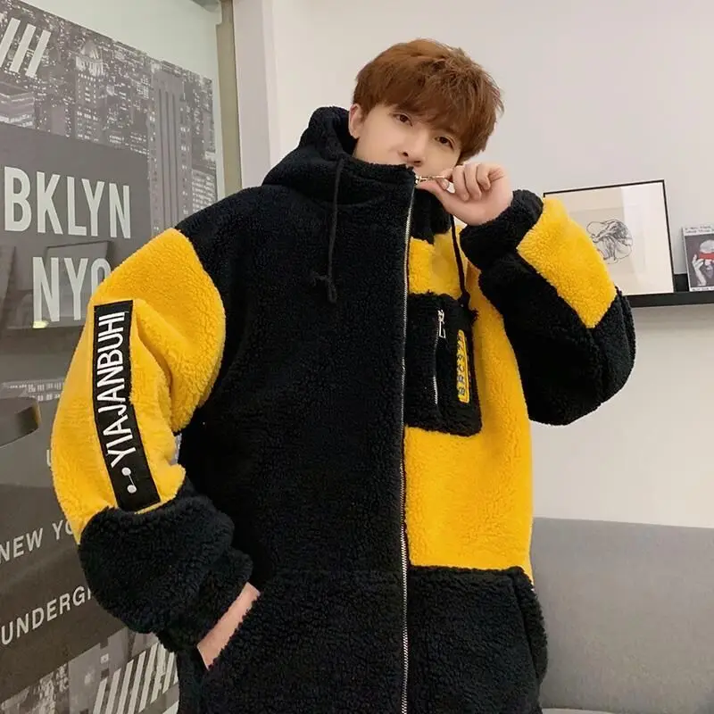 

Thick warm men's parkas 2021 new winter jacket men's hooded wool men's jacket hooded cotton jacket