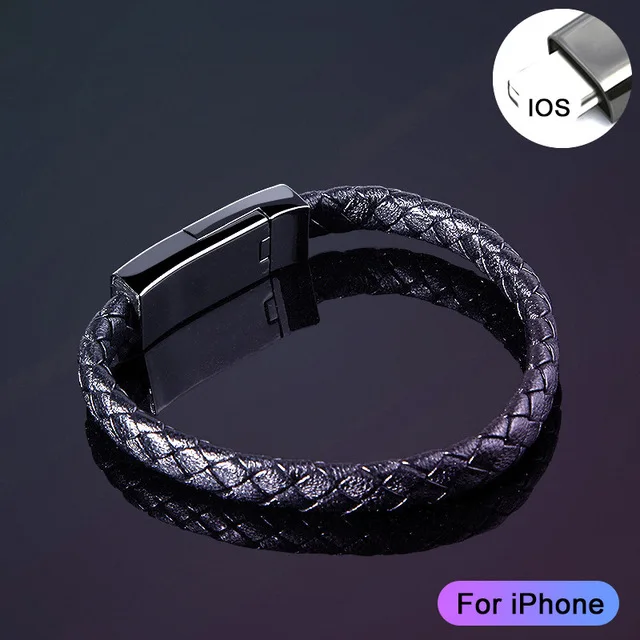 Type-C, Micro USB кожаный браслет Соединительный кабель для зарядки Плетеный браслет для синхронизации данных Шнур для huawei P30 P20 redmi K20 - Цвет: Bracelet