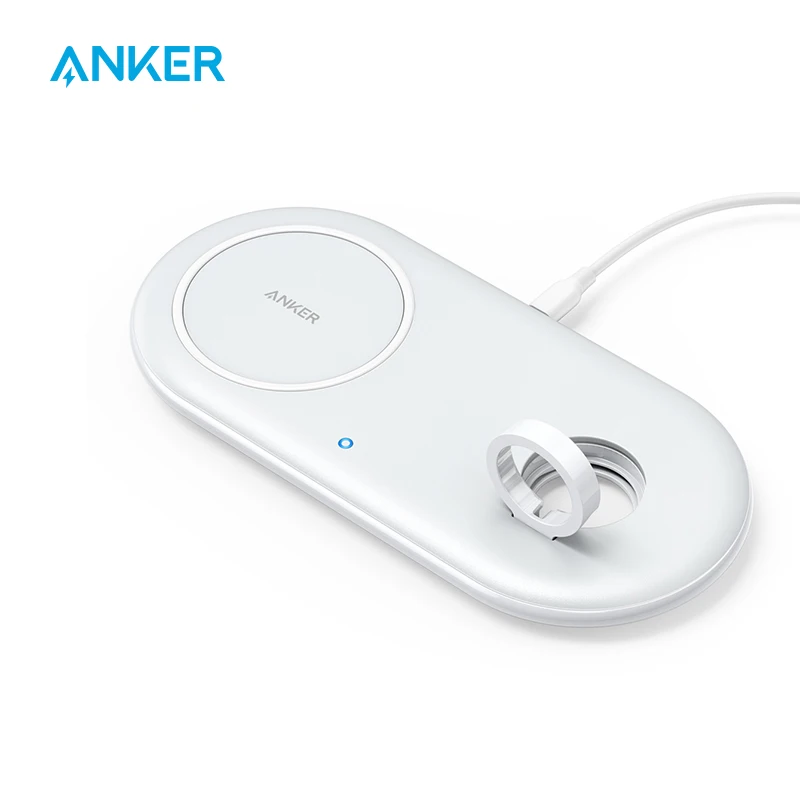 Anker Wireless Charging Station 2 in 1 PowerWave+ Pad with Holder for Apple Watch 5/4/3/2 Wireless Charger for iPhone 11 Pro