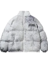  Men Hip Hop Oversize Padded Bomber Jacket Coat Streetwear Graffiti Jacket Parka Cotton Harajuku Winter Down Jacket Coat Outwear 