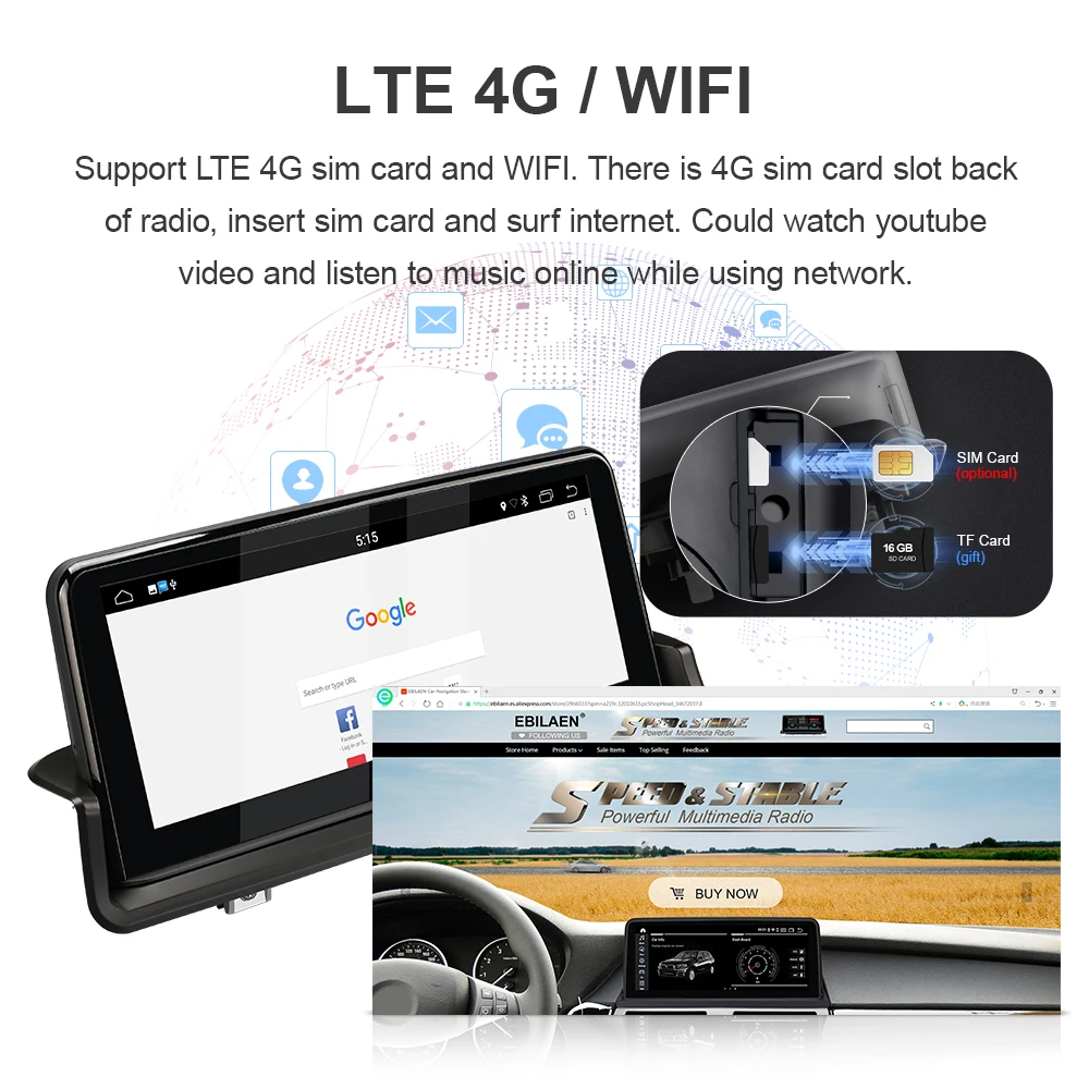 EBILAEN Car Multimedia Player for BMW E90 E91 E92 E93 Android 10.0 Autoradio Navigation 10.25' Headunit Screen Idrive Carplay