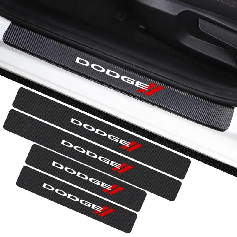 4 шт. Стайлинг автомобиля 3D наклейка на порог из углеродного волокна для Dodge Challenger