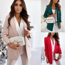 

2021 Fashion New Autumn Temperament Slim Blazer Women Solid Full Sleeve Turn-Down Collar Single Button Blazer Donsignet