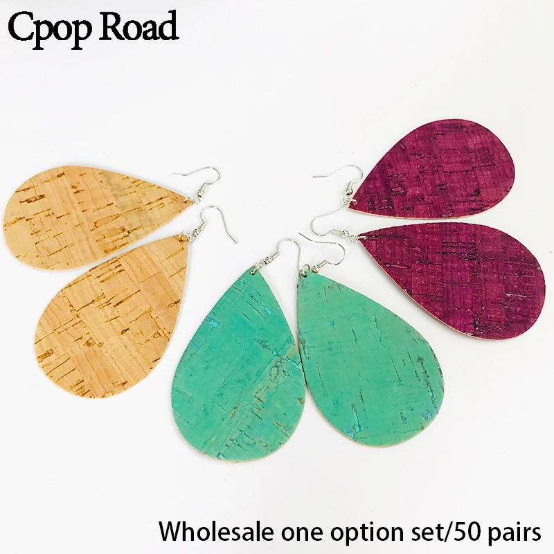

Cpop New Vintage Wood PU Leather Earrings Simple Elegant Water Drop Earring Fashion Jewelry Women Accessories Hot Gift Wholesale