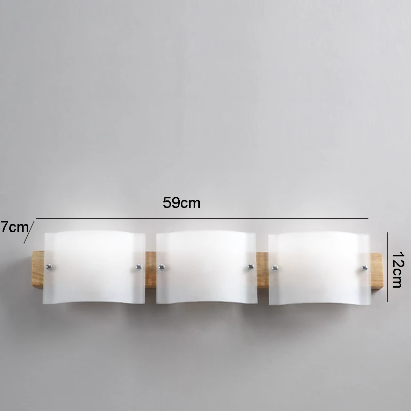 3 Lights Скандинавский пост-современный светодиодный настенный светильник прикроватный светильник для коридора Встроенный Настенный светильник для ванной комнаты бра деревянная основа стеклянный абажур - Цвет абажура: 3 Lights