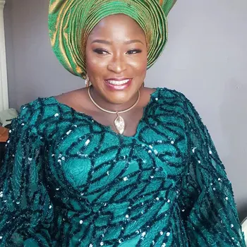 

2019 Latest African Sequence Lace For Wedding Dresses Nigerian African Tulle Lace Fabric With Sequins 5 Yards/pieces QF2990B-5