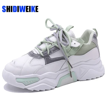 

Good Quality Casual Pantshoes Comfy Breathable Massive Mesh Trainers Chunky Heels Women's Platform Sneakers Women Shoes AB571