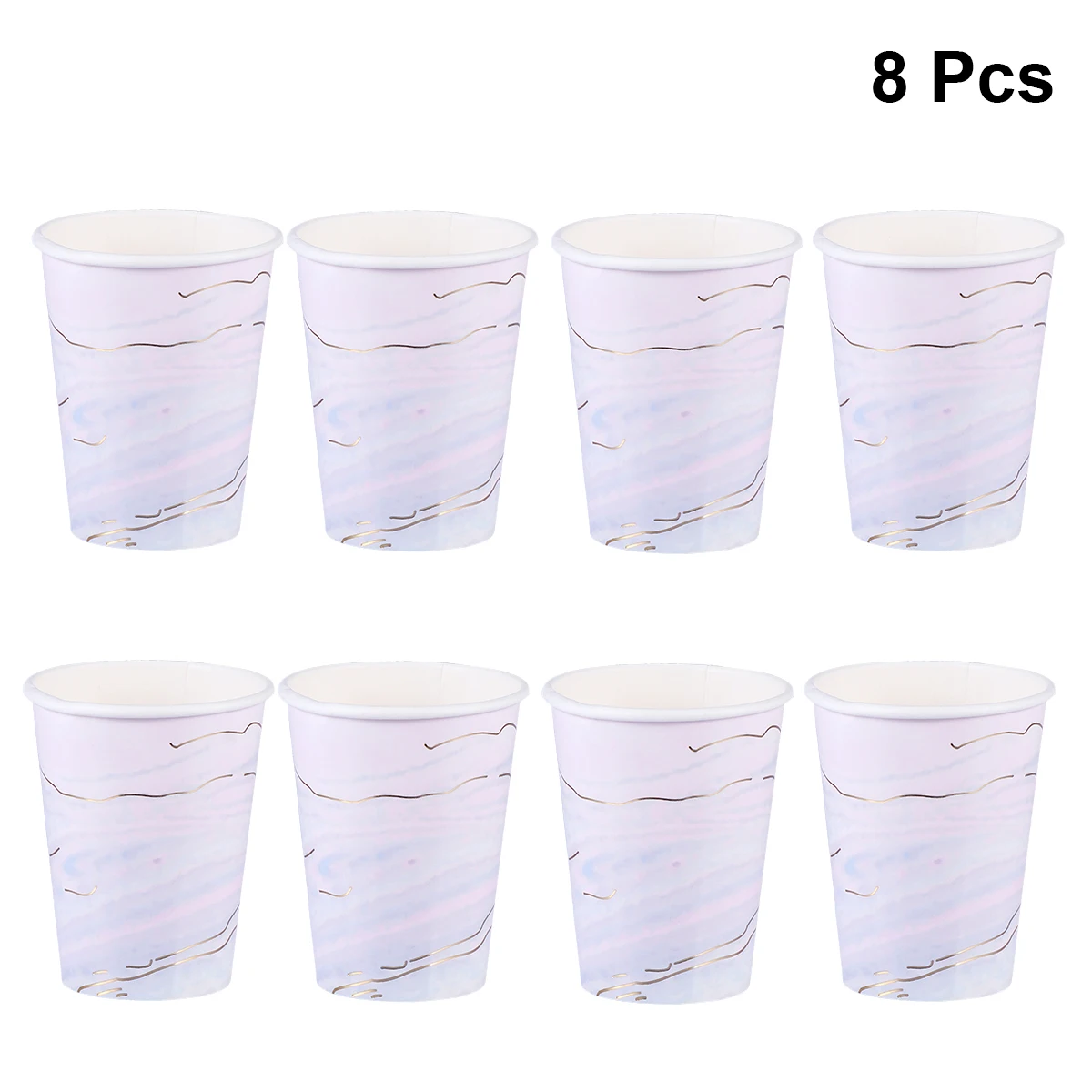 8 шт одноразовые чашки подарочная упаковка лоток полосатый узор чашки тиснение бумажный стакан для сока 270 мл на праздник день рождения вечеринка - Цвет: Серебристый