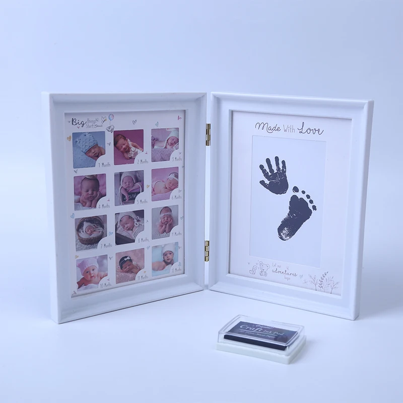 do bebê 1 ano lembrança handprint pegada