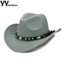 YY рекомендуемый ремень ковбойская шляпа зимняя мужская с широкими полями Джаз Панама теплые дорожные шапки женские винтажные шляпы Trilby Salvaje Oeste