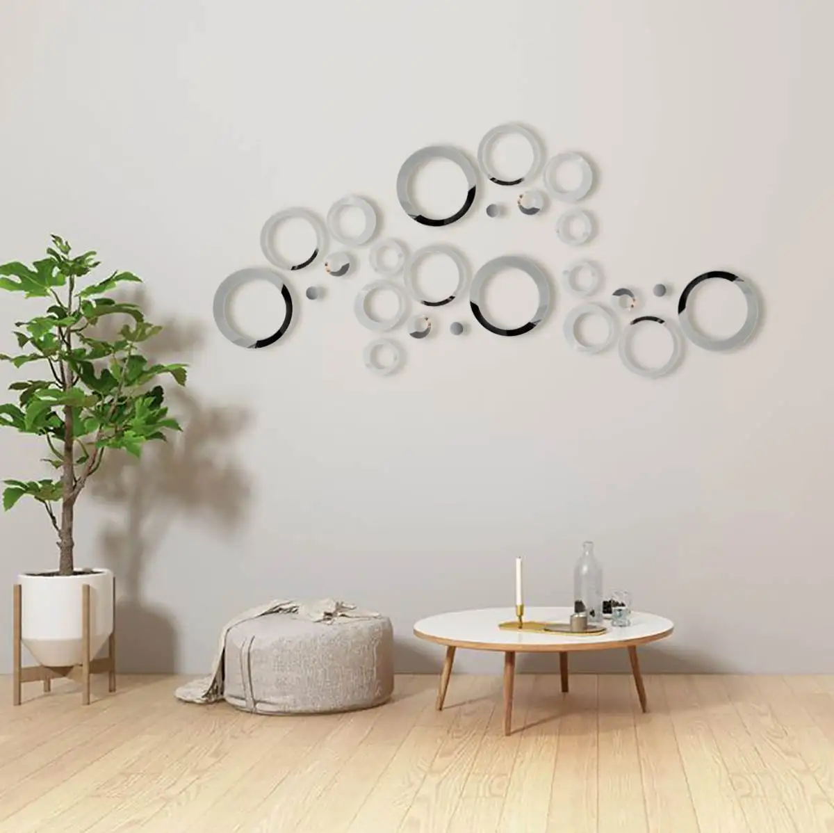24 шт./компл. 3D DIY круги Наклейка на стену зеркальное украшение для дома Наклейка на стену s для ТВ задний план домашний декоративный акрил Декор настенное искусство