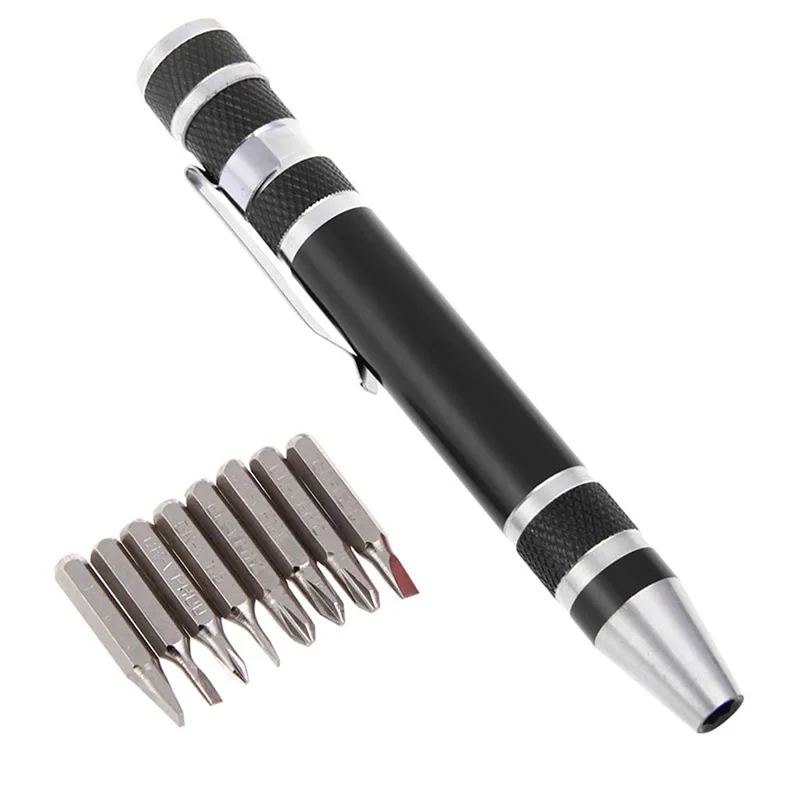 

Portable 8 In 1 Precision Screwdriver Bit Set Pen Style Repair Tool Kit
