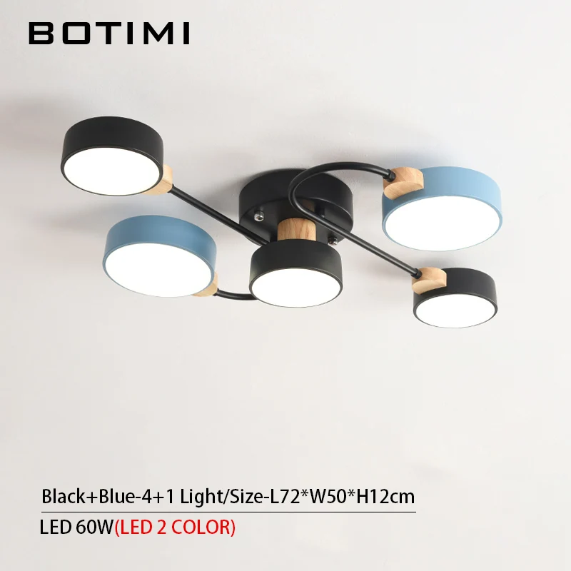 4-1-Light-BK-BU BOTIMI, дизайн, 220 В, светодиодный светильник для гостиной, новинка, серый потолок, круглые абажуры, металлические люстры, освещение для спальни - Цвет абажура: 4-1-Light-BK-BU