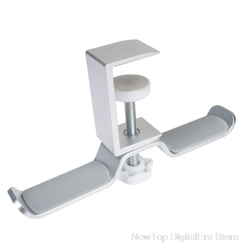 Aluminium Alloy Headphone Holder Headset Bracket Hanger Metal Wall Clamp Hook Rotatable Double Earphone Stand Desktop S18 20
