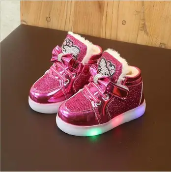 

Kids Glowing sneakers With light Princess shoes Girls Cartoon Children Casual shoes Warm Fashion Kids LED Shoes Baby