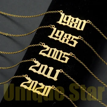 

2020 New Design100% Stainless Steel Birthday Number Necklace Girl 1980-2020 Birth Year Jewelry Fashion Necklaces Dropshipping