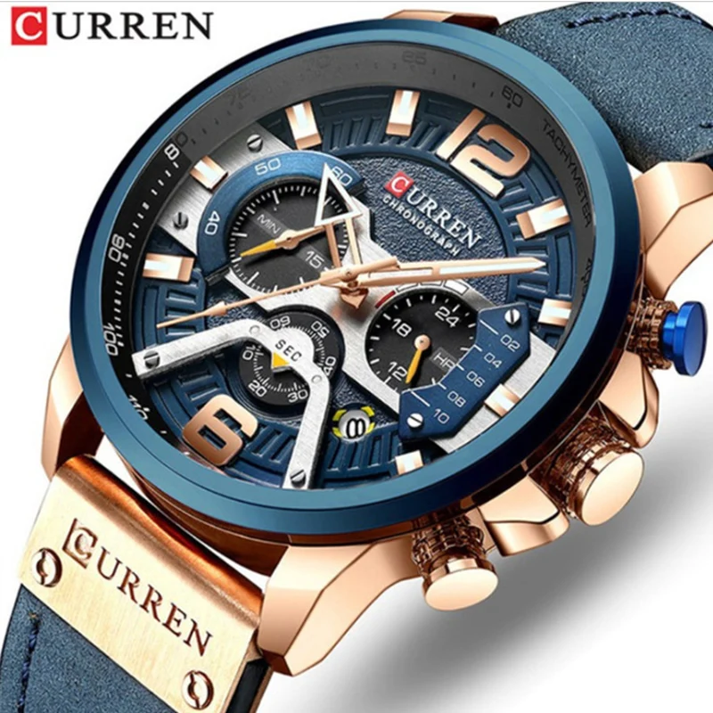 

Fashion Brand Men's Waterproof Watch Leather Strap Calendar Student Luminous Six Needle Multifunctional High-grade Quartz Watch