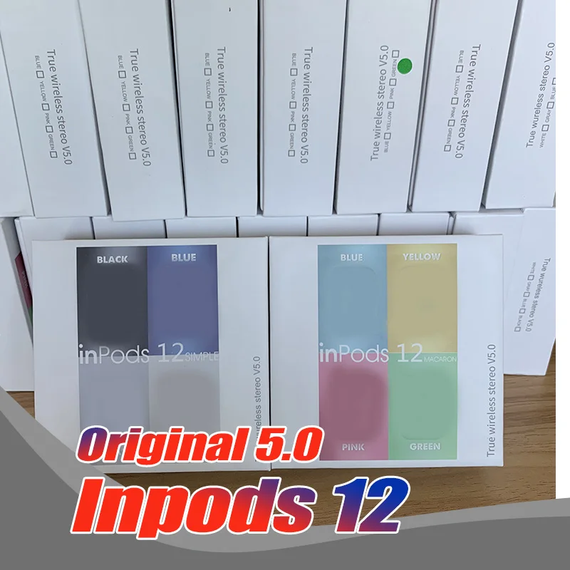 30 шт. оригинальные беспроводные наушники inpods 12 Macaron Bluetooth TWS V5.0 Стерео Мобильный телефон спортивный пот сенсорные наушники всплывающие