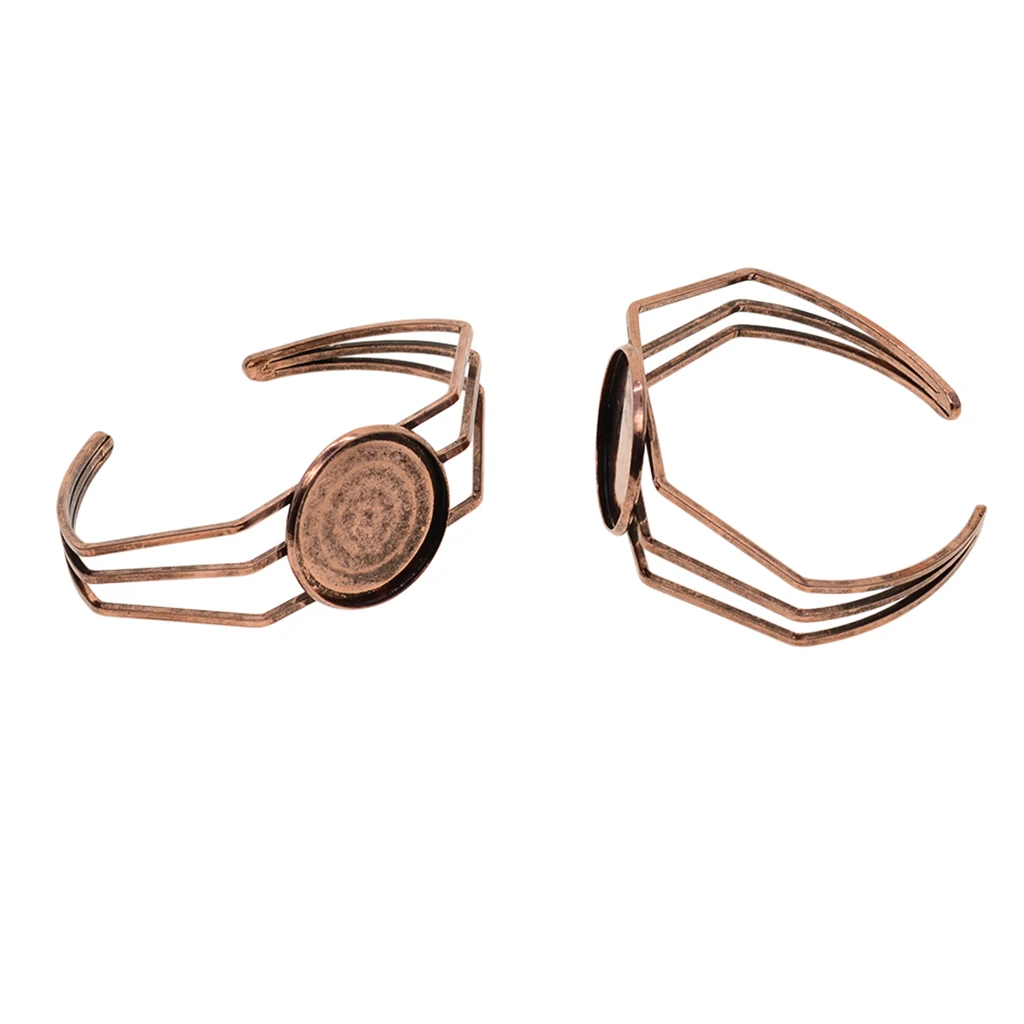 High Quality 25mm Copper Plated Bangle Base Bracelet Blank Findings Tray Bezel Setting Cabochon Cameo DIY Woman Fashion Jewelry