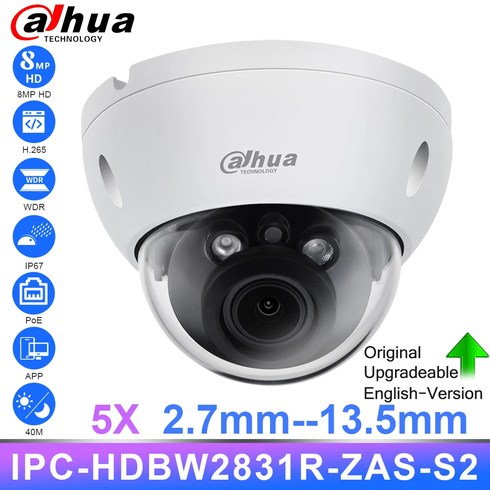 Dahua оригинальный зум 2 7 13 5 мм IP камера 8MP 4K IPC HDBW2831R ZAS S2 IR40m H.265 IP67 IK10 Антивандальная