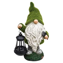 Garden Gnome Statue Holding Lantern, Large Outdoor Gnome with Solar Lights, Funny Garden Figurines for Outdoor Patio