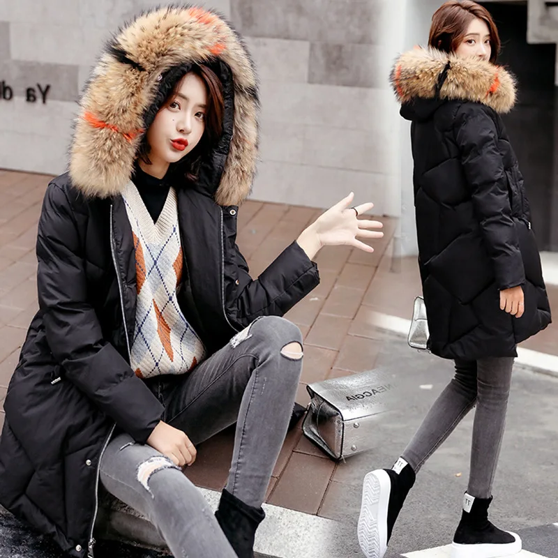 

Cotton-padded Clothes Women's 2018 Winter New Style Korean-style Loose-Fit Slimming Mid-length over-the-Knee down Jacket Cotton-