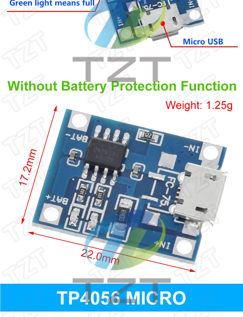 1/5PCS Micro USB 5V 1A 18650 TP4056 Lithium-Batterie Ladegerät Modul Lade Board Mit Schutz dual Funktionen 1A Li-Ion – Detail 8