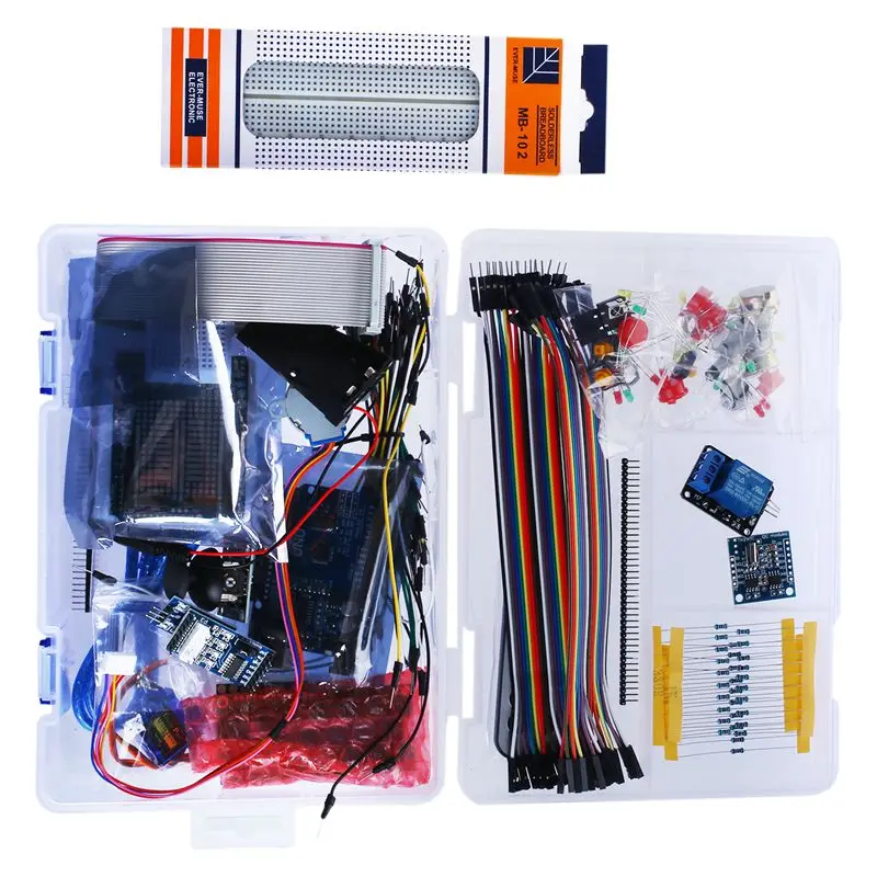 

Hot New New Ultimate UNO R3 Starter Kit for Arduino 1602LCD Servo Motor RTC
