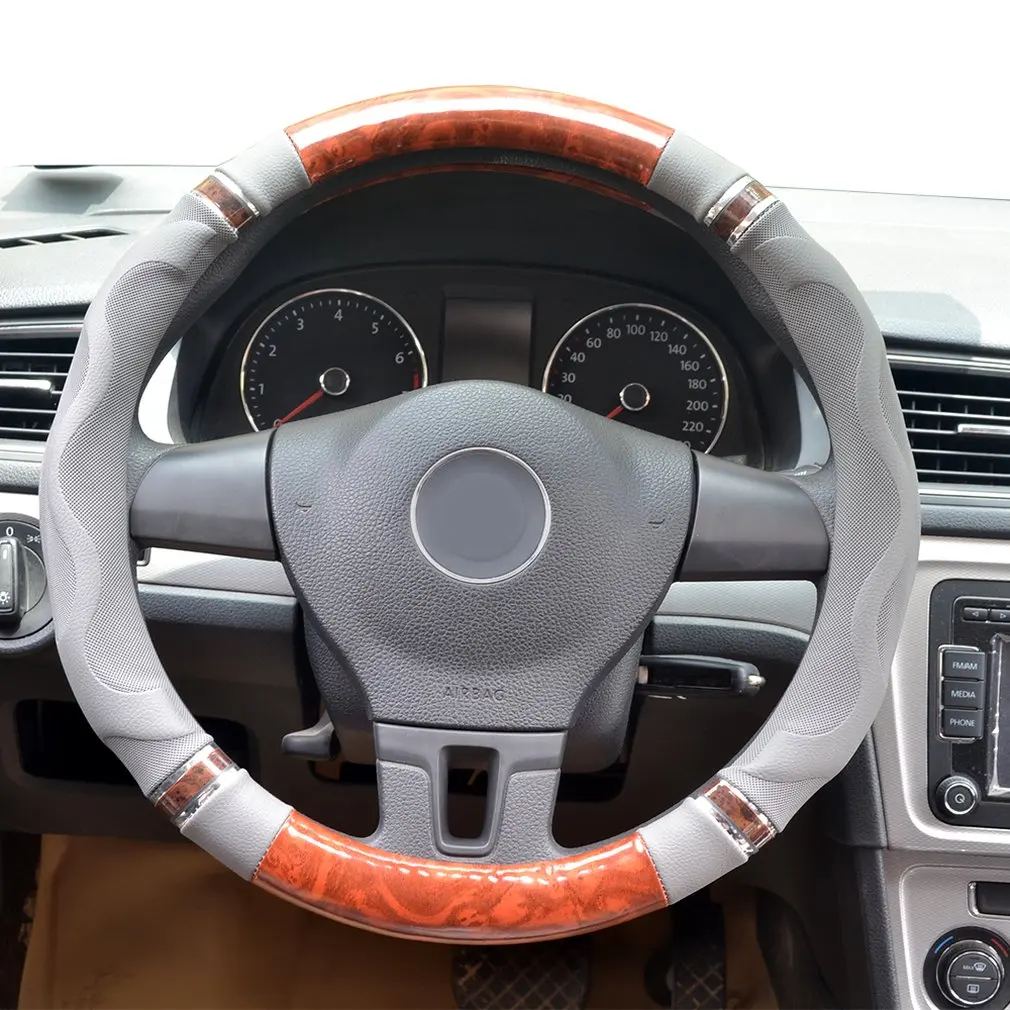 38 см Универсальный Авто Кожаный руль покрытие для интерьера автомобильные чехлы нескользящий держатель протектор