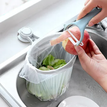 

kitchen garbage bag holder debris sink Sponge Holder drain rack hanging trash bin prullenbak waste Shelves with Suction cup