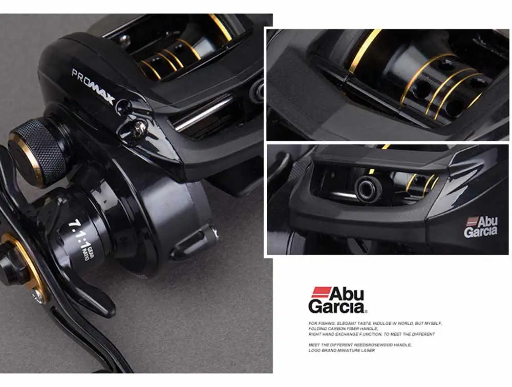 Isca de Fundição Carretel de Pesca Garcia Direita Esquerda Mão 7.1:1 202g Maxdrag 8kg Baitcasting Carretel Longo Fundição Abu Pmax3 4 de fundição carretel de pesca 7.1:1 202g