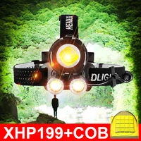 Najnowszy XHP199 potężny reflektor LED latarka czołowa akumulator XHP160 wysokiej mocy reflektor połowowy 18650 latarka czołowa