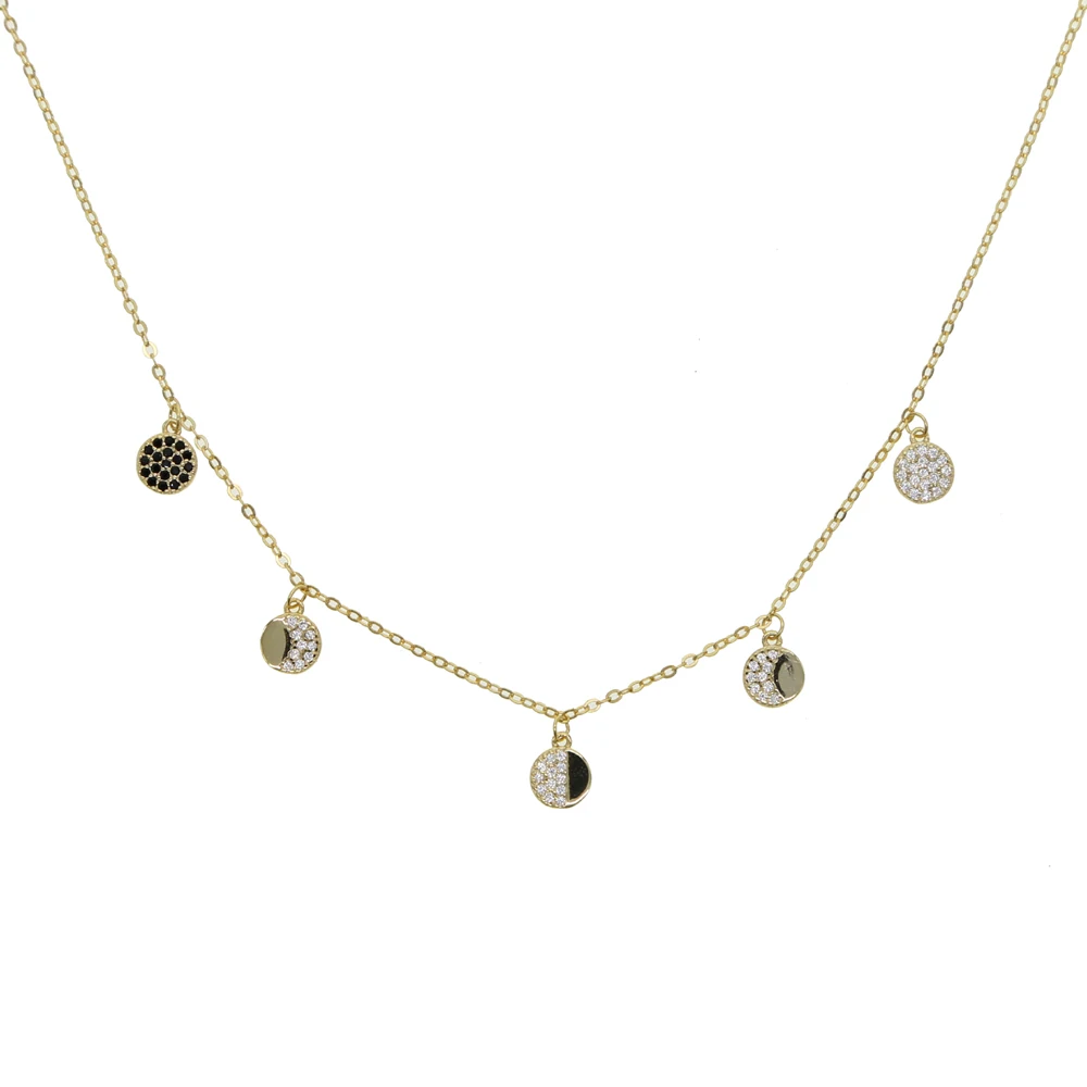 Ожерелье из стерлингового серебра 925 пробы, изящное, с множеством шармов, микро проложенный Фианит, Круглый Шарм, женский подарок для девушки, Золотое ювелирное изделие