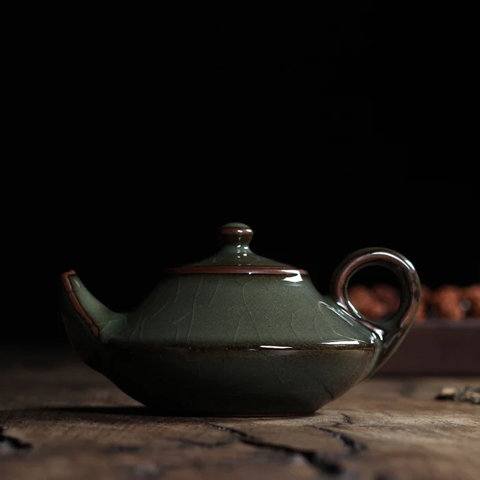 

[GRANDNESS] Top Grade Crackle Glaze Ge Kiln Longquan Celadon Porcelain Longquan Teapot Tea Pot Tire Iron Geyao 135ml