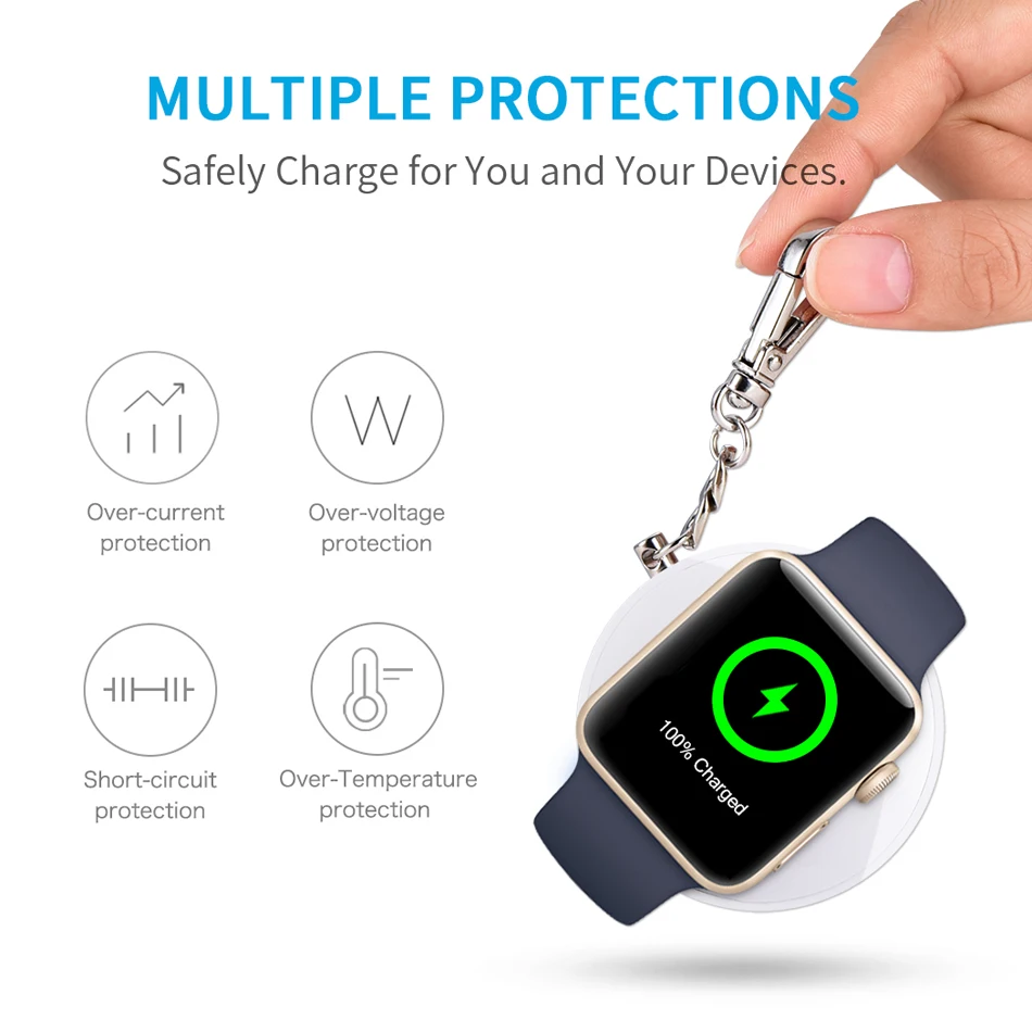 CHOETECH 900 мАч MFi сертифицированное Беспроводное зарядное устройство Магнитная зарядная док-станция с брелком для Apple Watch внешний аккумулятор банк питания
