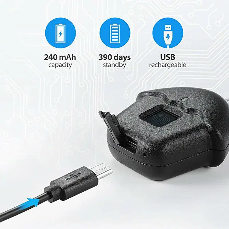 Smart Keyless замок отпечатков пальцев Usb Перезаряжаемый Ip65 Водонепроницаемый Противоугонный замок безопасности дверь Багаж Замок для чемодана(черный