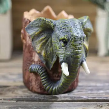 

Cartoon Elephant Shape Pen Holder Brush Pot Desk Organizer Office Storage Box
