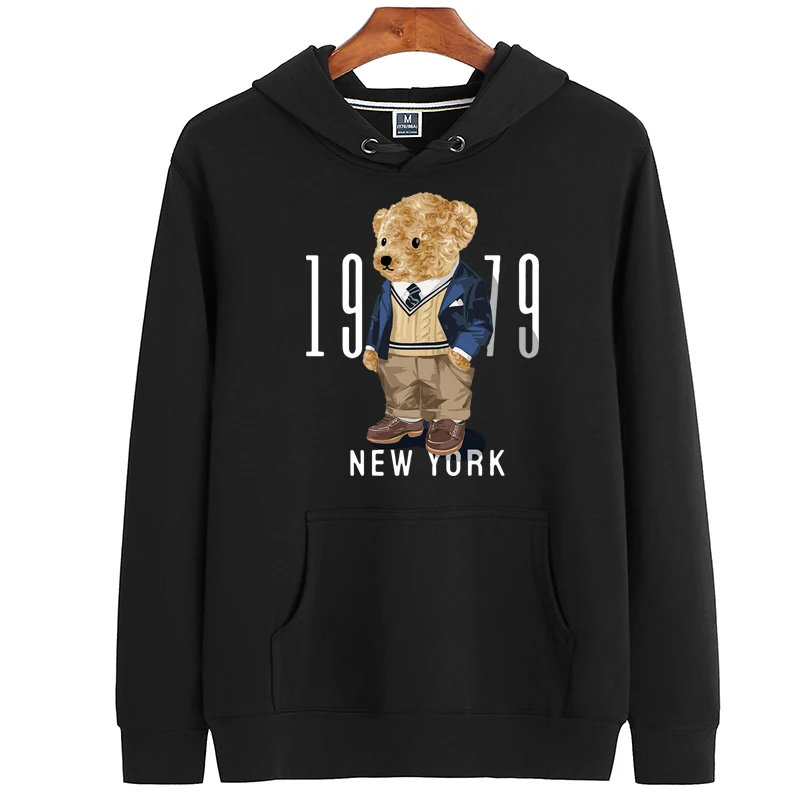 Creative Fashion Gentleman Teddy Bear Sweatshirt Autumn/Winter Thickening Plus-size Men and Women Hoodies Lovers Hoodie S-4XL