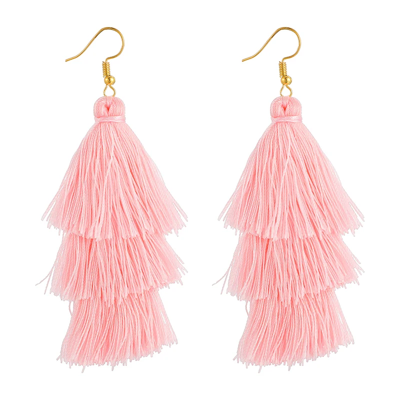 

Bohemian Ethnic Style Tassel Earrings Personality Multi-Layer Tassel Earrings Jewelry Free Shipping