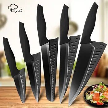 

Chef Knives Set Santoku Knives Kitchen Knives set 5CR15 Stainless Steel Non Stick Blade Bread Slicer Utility Santoku Knives