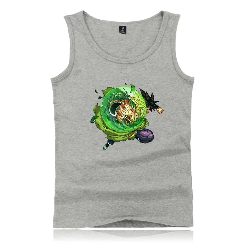 Dragon Ball Z хлопковые безрукавки, летние безрукавки больших размеров, повседневные майки для фитнеса, мужские майки без рукавов для бодибилдинга, 4XL - Цвет: grey1