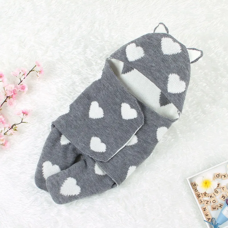Autumn Winter Children Warm Hooded Sleep Bag Baby Heart Swaddle Blanket Quilt Perfect Kids Shower Gift Cotton Swaddles