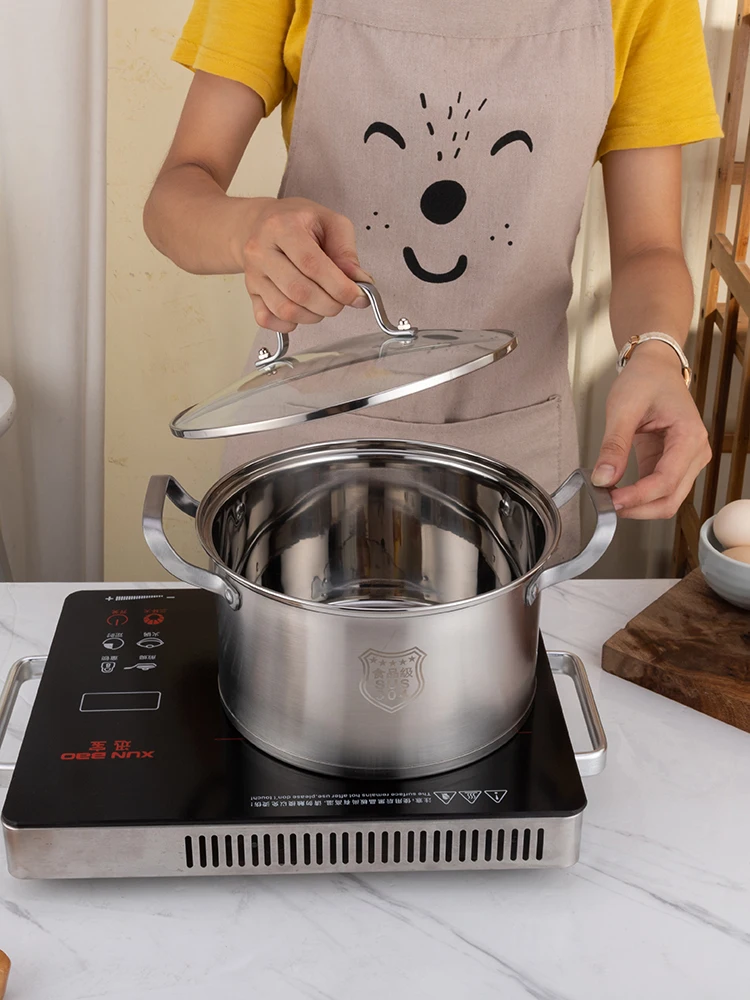304 stainless steel soup pot with lid Thick style composite bottom