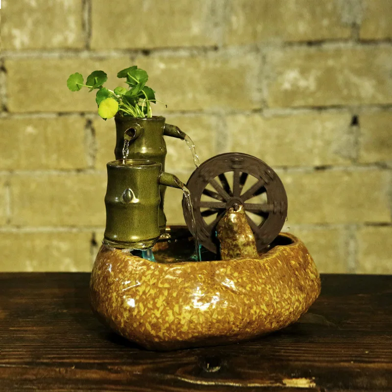 110 В 220 настольный керамический фонтан светодиодный светильник с колесом