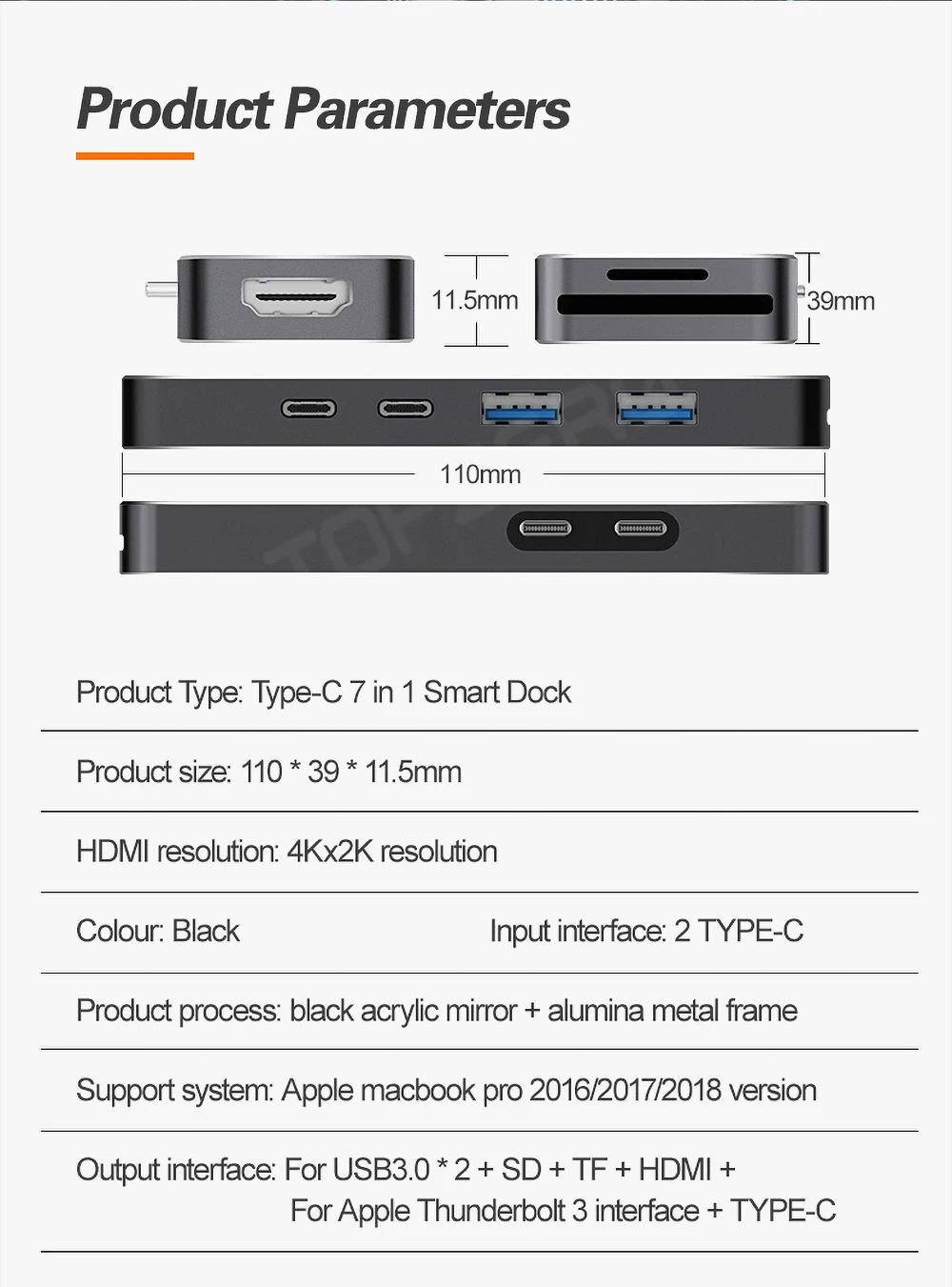 USB 3,0 концентратор HDMI адаптер TF SD ридер высокая скорость 7 портов мульти тип-c концентратор разветвитель для MacBook ноутбука настольная док-станция аксессуары