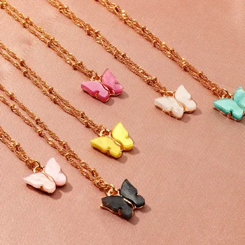 

2020 Gold Chain Necklace Cute Animal Butterfly Necklaces For Women Choker Necklaces Butterfly Clavicle Fashion Boho Jewelry
