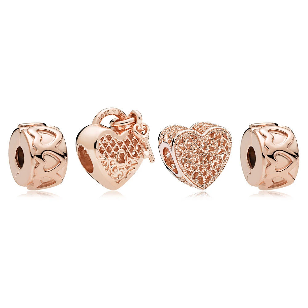 

NEW 100% 925 Sterling Silver ROSE LOVE IS ALL AROUND CHARM PACK Original Jewelry Suitable DIY Bracelet Gift Factory Direct