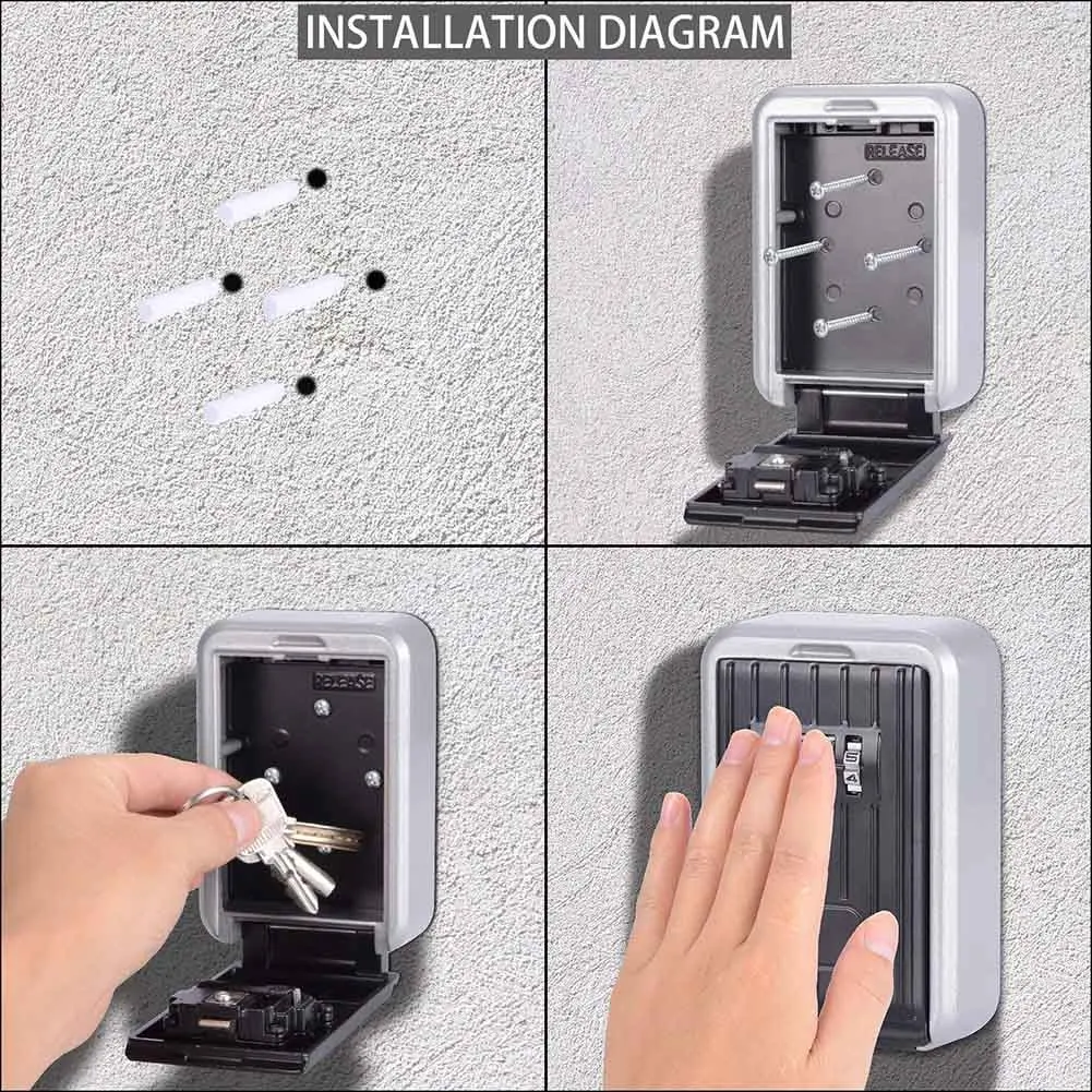 

Key Lock Box with Waterproof Case Wall Mount Metal Password Box for Home Business Realtors JLRL88