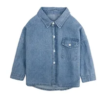 Новая весенне-осенняя блузка для маленьких мальчиков джинсовые рубашки с длинными рукавами Детская рубашка для мальчиков BC015