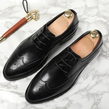 

Men's Leather Shoes Thick Bottomed Leather Shoes Large Size Cowhide Comfortable